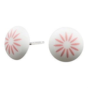 Hvide porcelæn øreringe med rosa stjerne - 30990250900